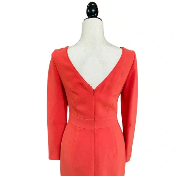 Reiss Genie Dress 4 Bright Orange Bow Waist Long Sleeve Cocktail Party Dress - Picture 9 of 15